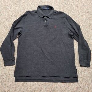 Ralph Lauren Polo Shirt Mens XL Grey Long Sleeve‎ Pullover Pony Rugby Preppy